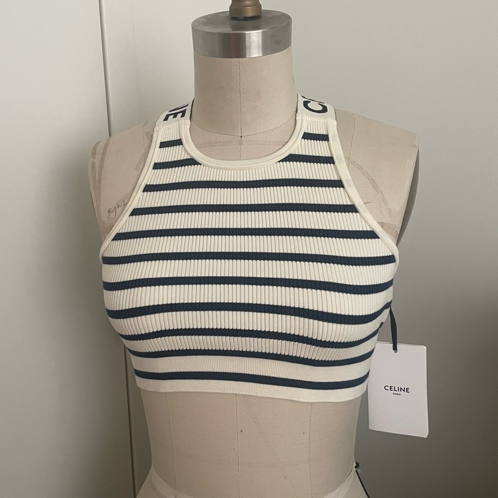 Celine Cross Back Bra *new with tags* Off white / Navy Size Small S